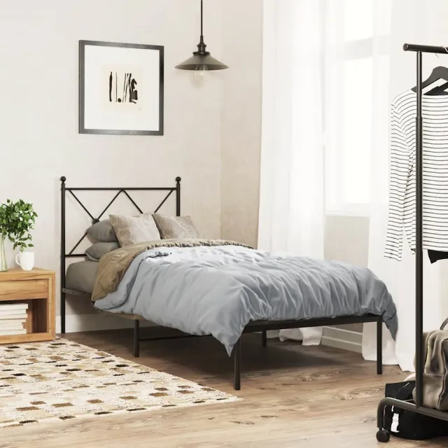 vidaXL Bedframe met hoofdbord metaal zwart 80x200 cm