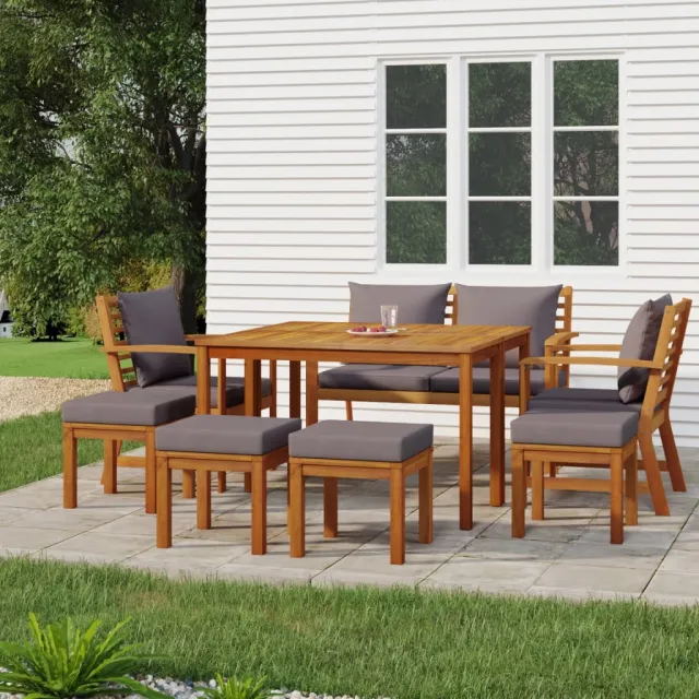 vidaXL 9-delige Tuinset met kussens massief acaciahout bruin, foto 2