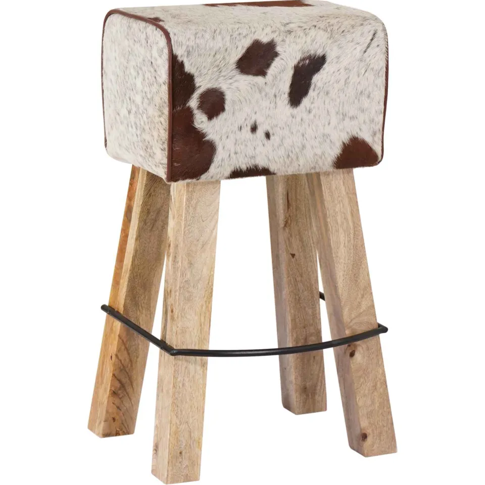 vidaXL Barkruk 2 st Bruin en wit 44 x 33 x 74 cm Echt Leer