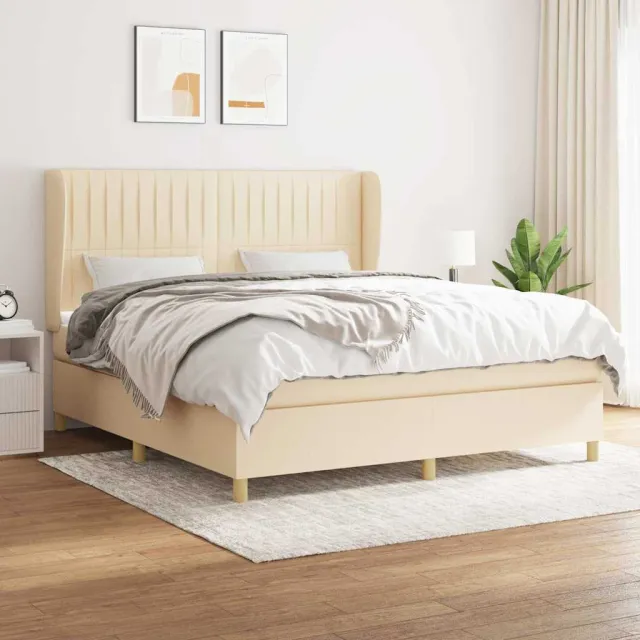 vidaXL Boxspring met matras stof crèmekleurig 180x200 cm