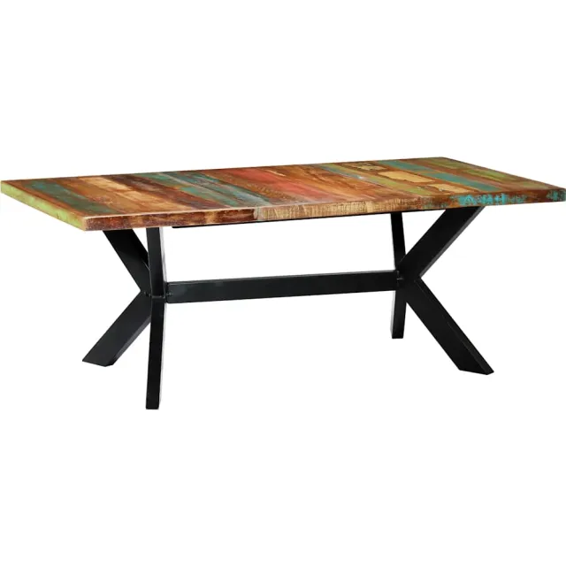 vidaXL Eettafel 200x100x75 cm massief gerecycled hout Meerkleurig