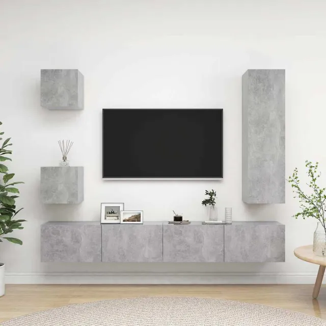vidaXL 5-delige Tv-meubelset bewerkt hout betongrijs grijs, foto 2