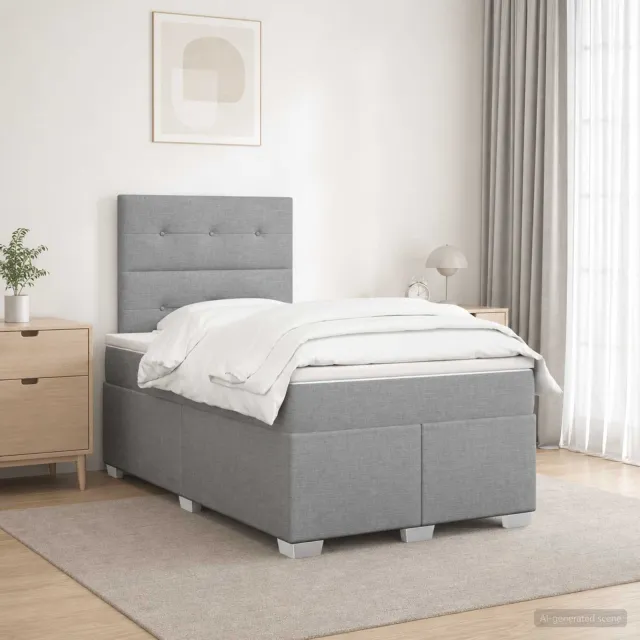 vidaXL Boxspringbed met matras Lichtgrijs 120 x 200 cm Stof