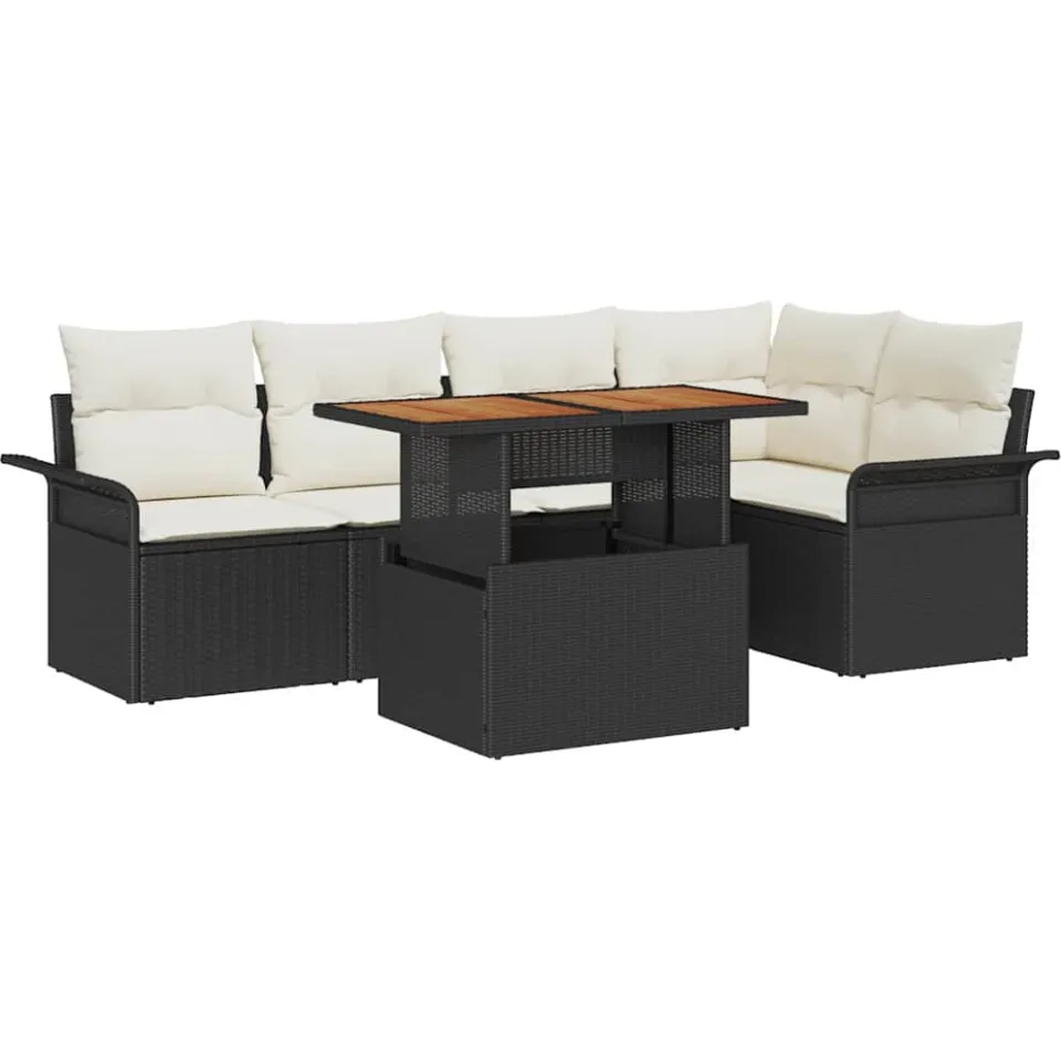 vidaXL Tuin Sofa Set 6 st Zwart Poly riet