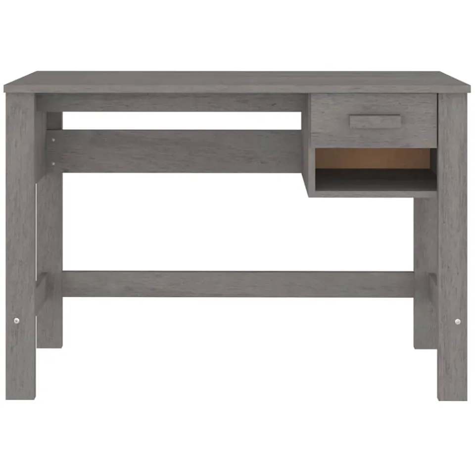 vidaXL Bureau HAMAR 110x40x75 cm massief grenenhout lichtgrijs