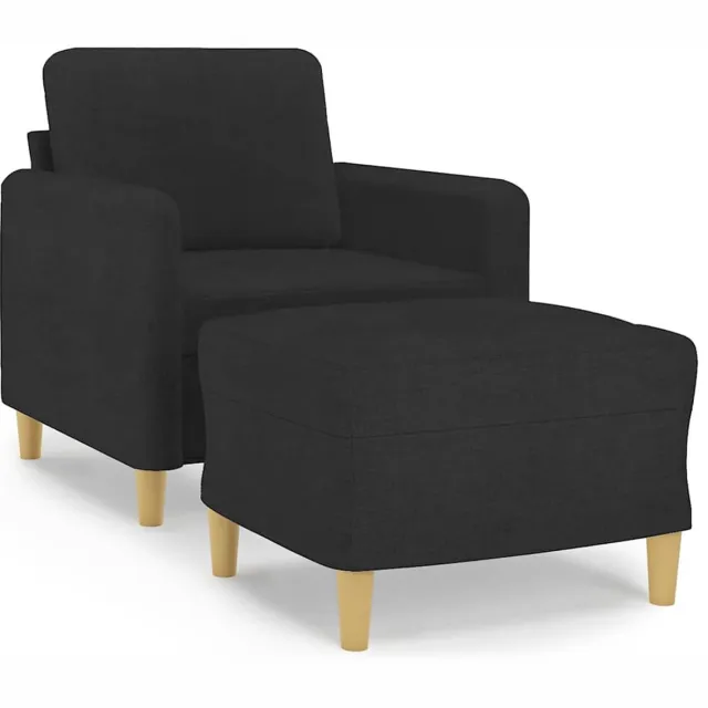 vidaXL Fauteuil - met - voetenbank - 60 - cm - stof - zwart