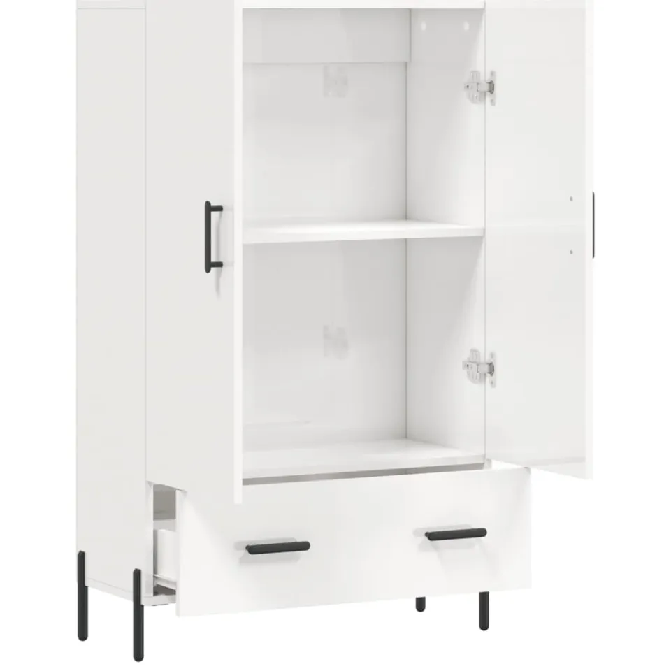 vidaXL Hoge kast 69,5x31x115 cm bewerkt hout hoogglans wit