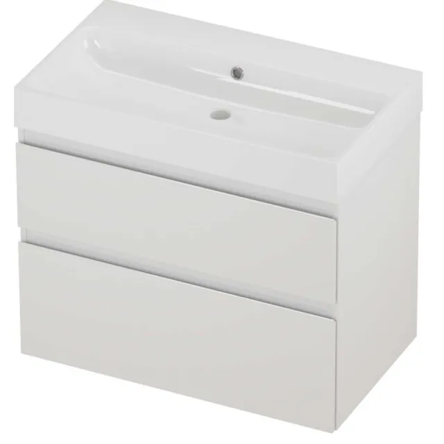 Proline Podium Badmeubelset Polystone Loft Zonder Kraangat 80x46x70 cm Glans Wit Glans Wit