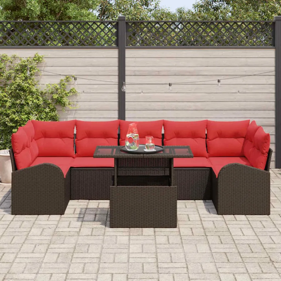 vidaXL Tuin Sofa Set 8 st Bruin poly rattan, foto 3