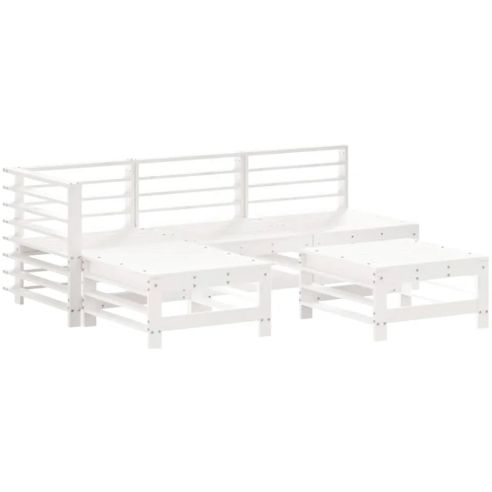 vidaXL 5-delige Loungeset massief grenenhout wit