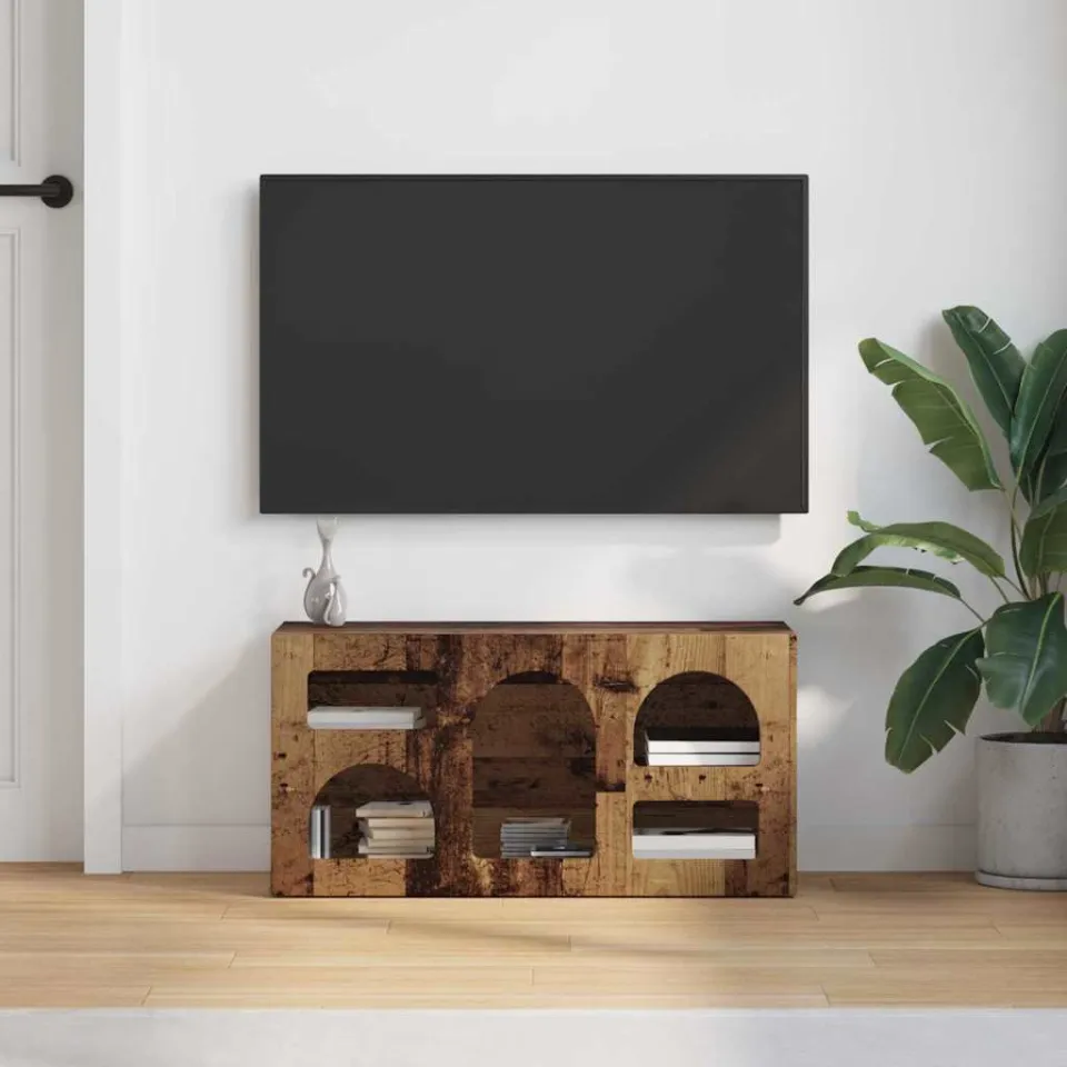 vidaXL TV-kast ELST 80 x 35 x 40 cm Oudhout Bewerkt hout bruin, foto 3