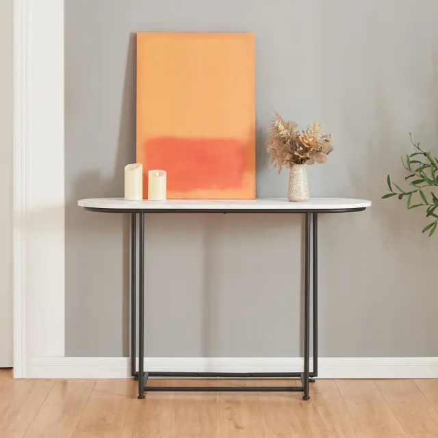 en.casa Console tafel Nordfron 120x40x75 cm zwart en marmer wit [en.casa]