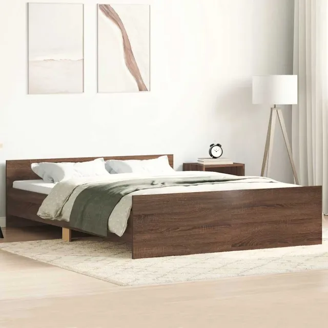 vidaXL Bedframe hoofd- en voeteneinde bruin eikenkleur 140x200 cm