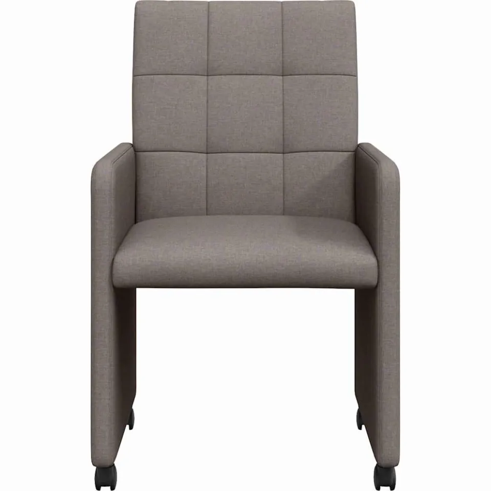 vidaXL Eetkamerstoelen met Wieltjes 2 st Stof Taupe 58 x 65 x 94 cm, foto 4