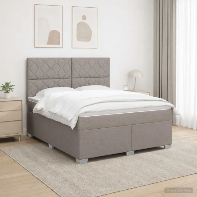 vidaXL Boxspringbed met matras met hoofdeinde Taupe 140 x 190 cm Stof