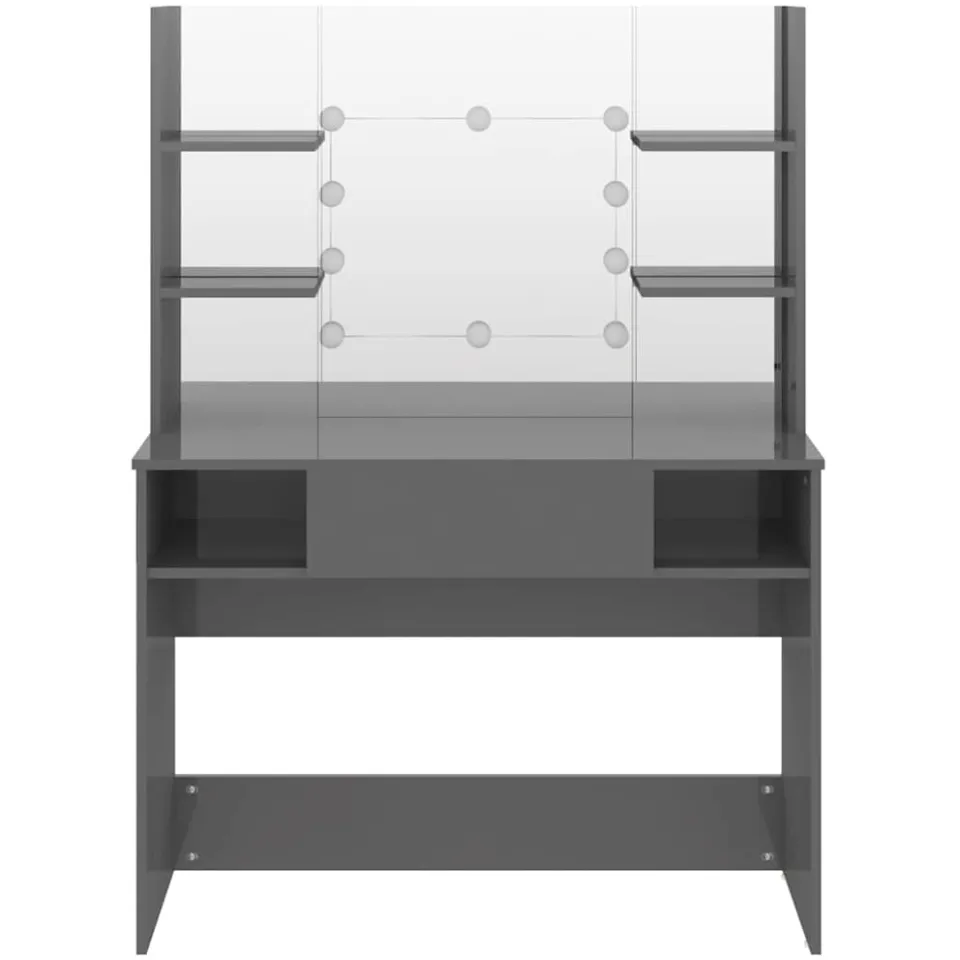 vidaXL Kaptafel met LED-verlichting 100x40x135 cm MDF glanzend grijs