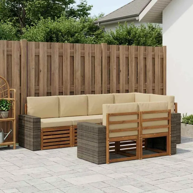 vidaXL Buiten bankenset 7 st 7-zits Natuurlijk en Beige