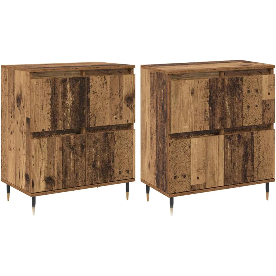 vidaXL Opbergkast 2 st Oudhout 60 x 35 x 70 cm bruin, foto 3