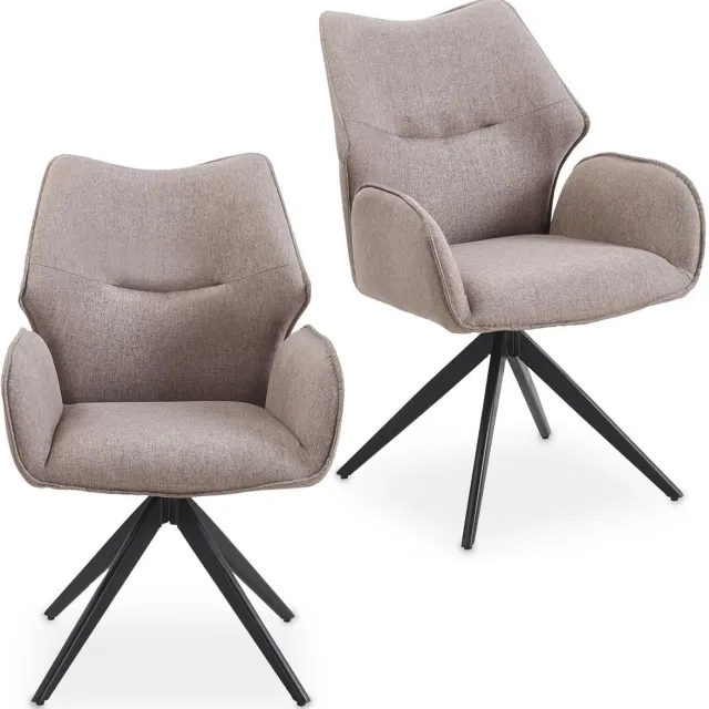 IDIMEX Eetkamerstoelen TIMNA, set van 2, 360° draaibaar – taupe bruin