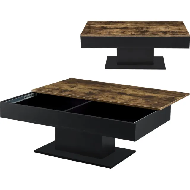 en.casa Salontafel Lünen met opbergruimte 110x60x40 cm zwart en houtkleurig [en.casa]