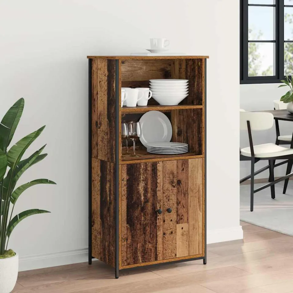 vidaXL Highboard Oud Hout 62 x 36 x 121,5 cm Bewerkt hout bruin, foto 3