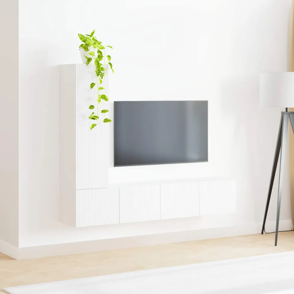 vidaXL Tv-meubelset 3 st Wit Bewerkt hout, foto 4