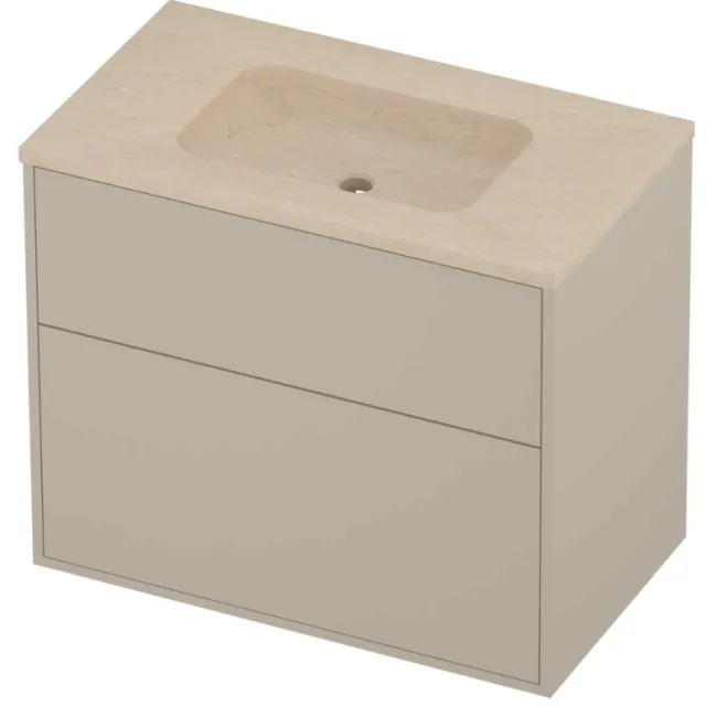 Proline Rollo Badmeubelset Hardsteen Elegant 2 Laden 80x46x67 cm Sand Stone Soft Linen Beige