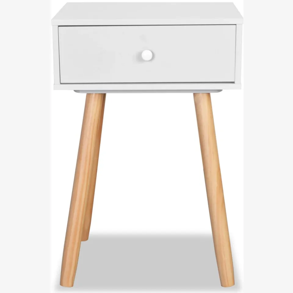 vidaXL Nachtkastjes 2 st 40x30x61 cm massief grenenhout wit, foto 4