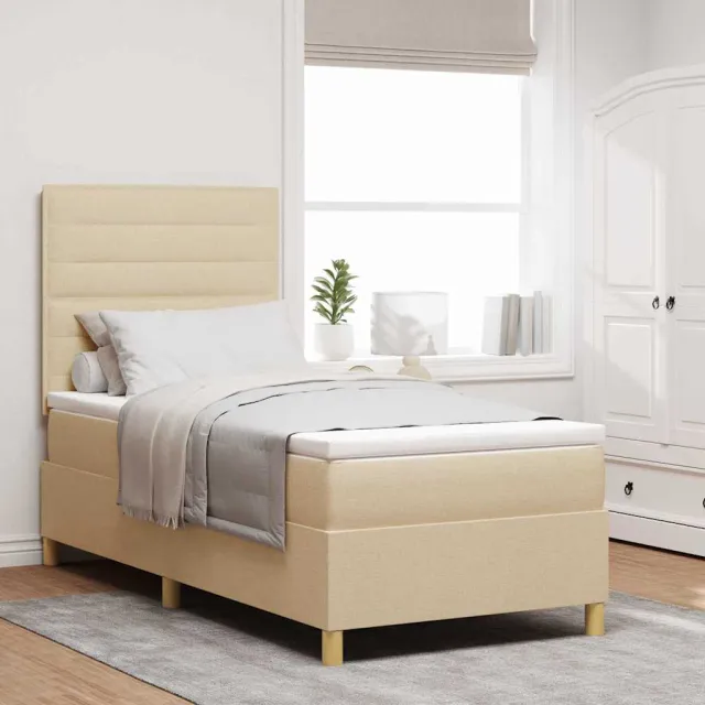 vidaXL Boxspringbed met matras met hoofdeinde Crème 80 x 200 cm Stof