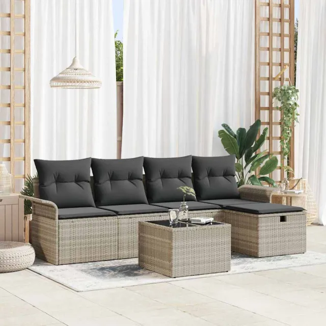 vidaXL Tuin Sofa Set 6 st Poly riet Zwart