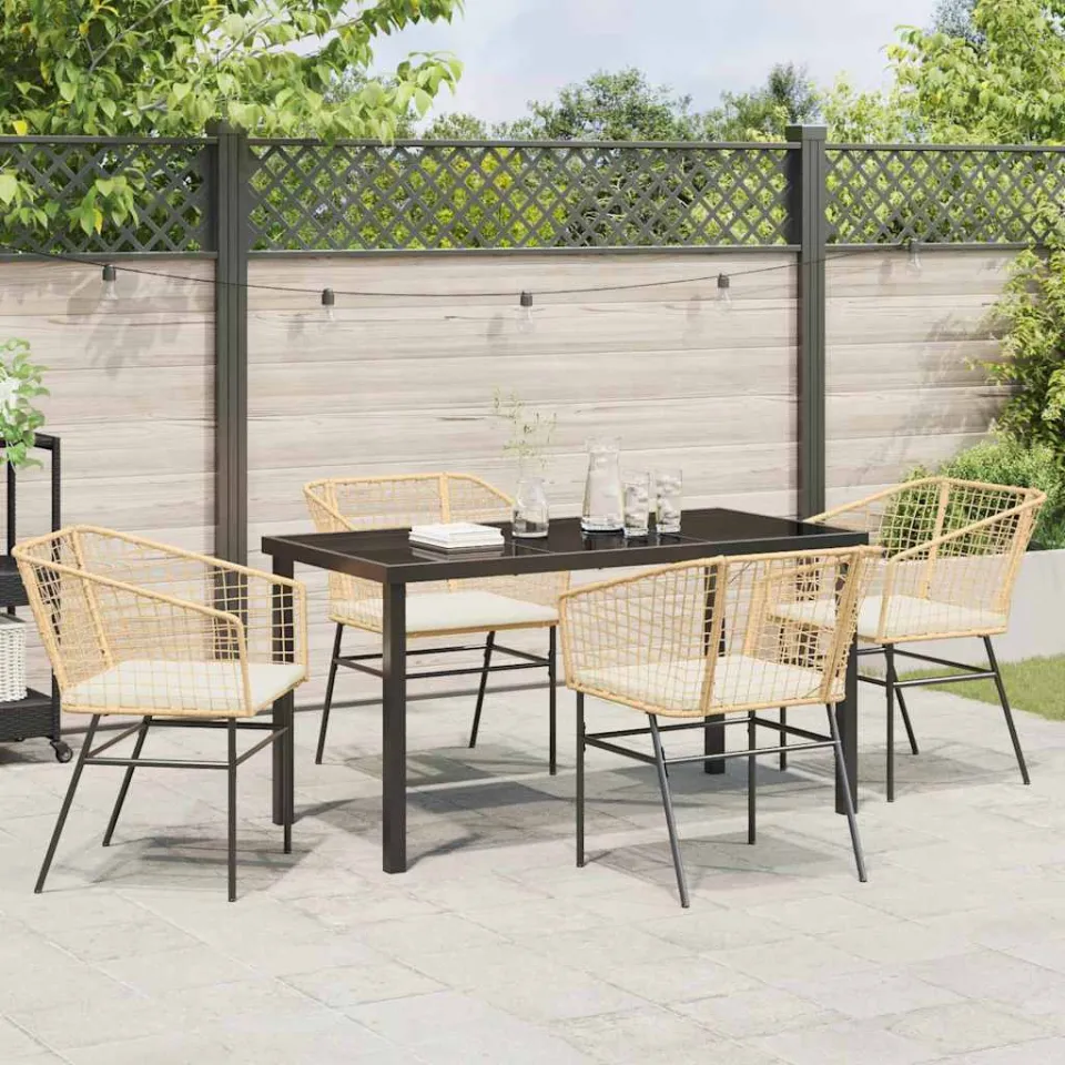 vidaXL Tuin eettafelset 5 st Bruin poly rattan, foto 4