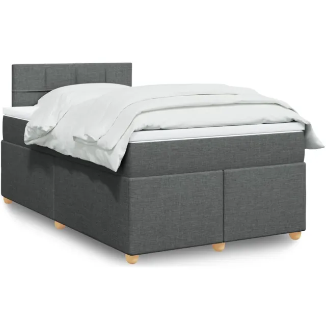 vidaXL Boxspring met matras stof donkergrijs 120x200 cm grijs