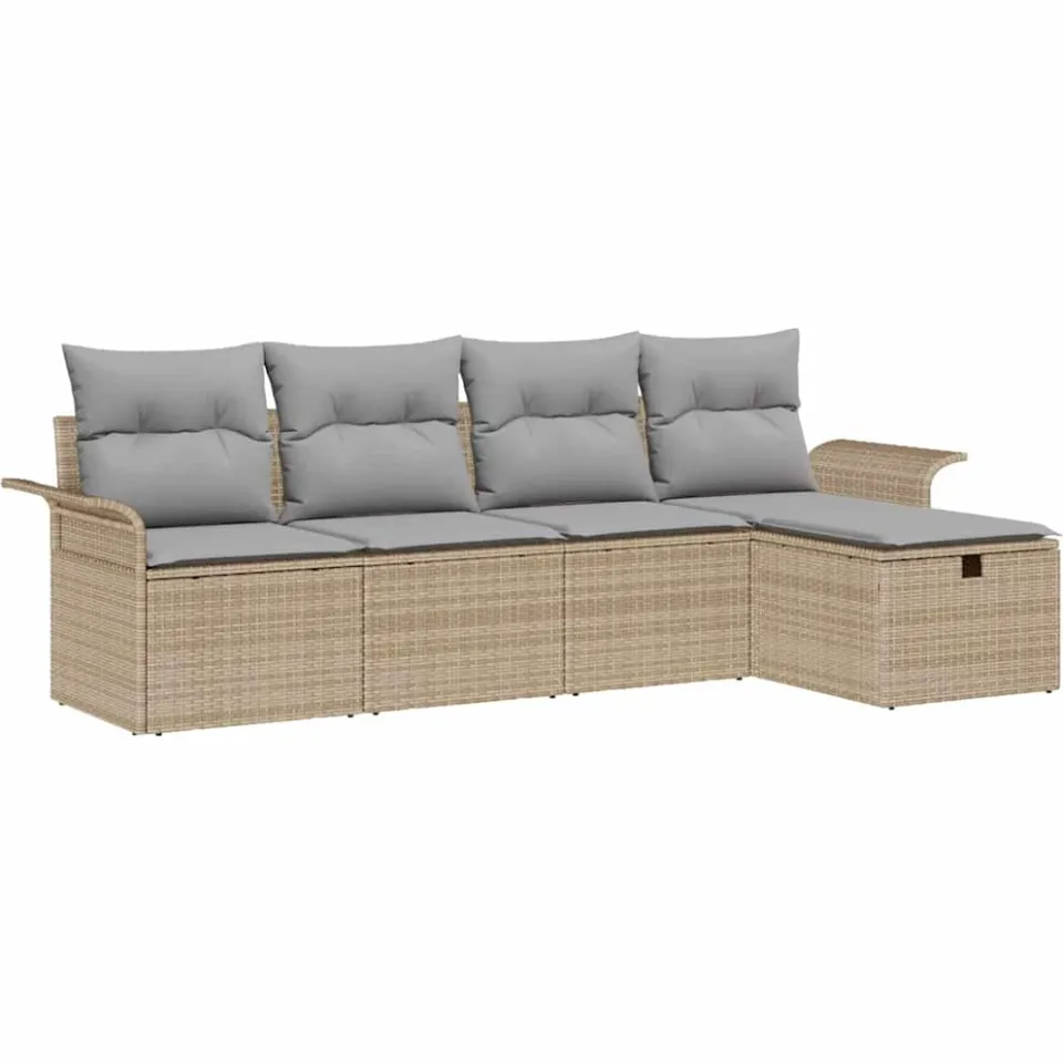 vidaXL Tuin Sofa Set 5 st Poly riet Zwart