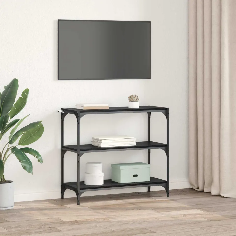 vidaXL Boekenkast Zwart Eiken 80 x 33 x 70,5 cm, foto 4