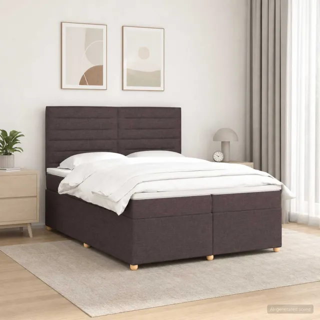 vidaXL Boxspringbed met matras Donkerbruin 200 x 200 cm Stof