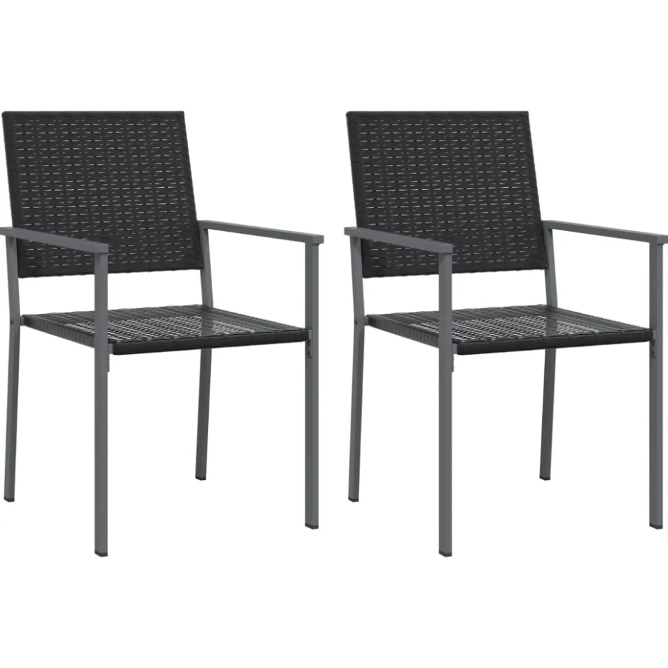 vidaXL 3-delige Tuinset met kussens poly rattan en staal Zwart
