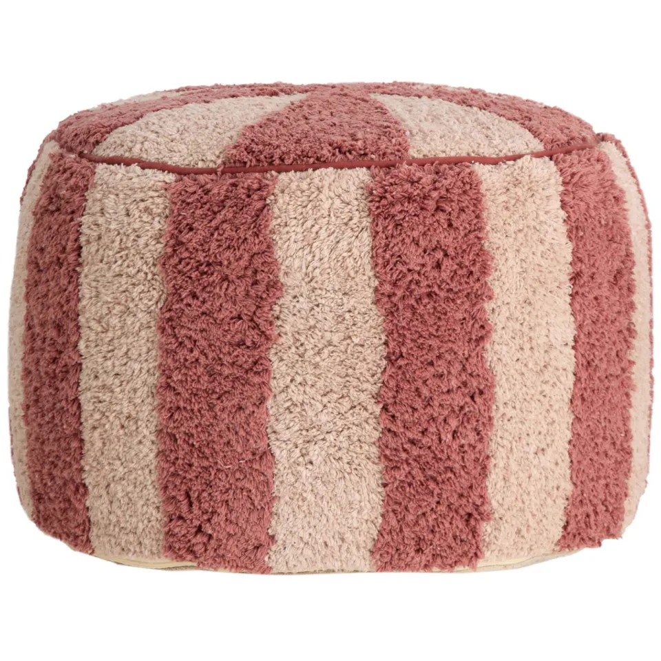 NOUS Kids poef Circus rood/naturel