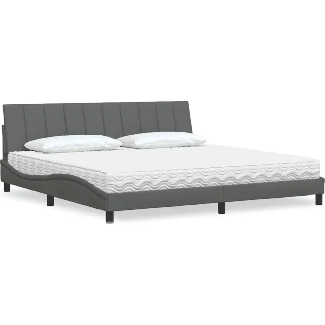 vidaXL Bed met matras "Hanko" stof donkergrijs 200x200 cm