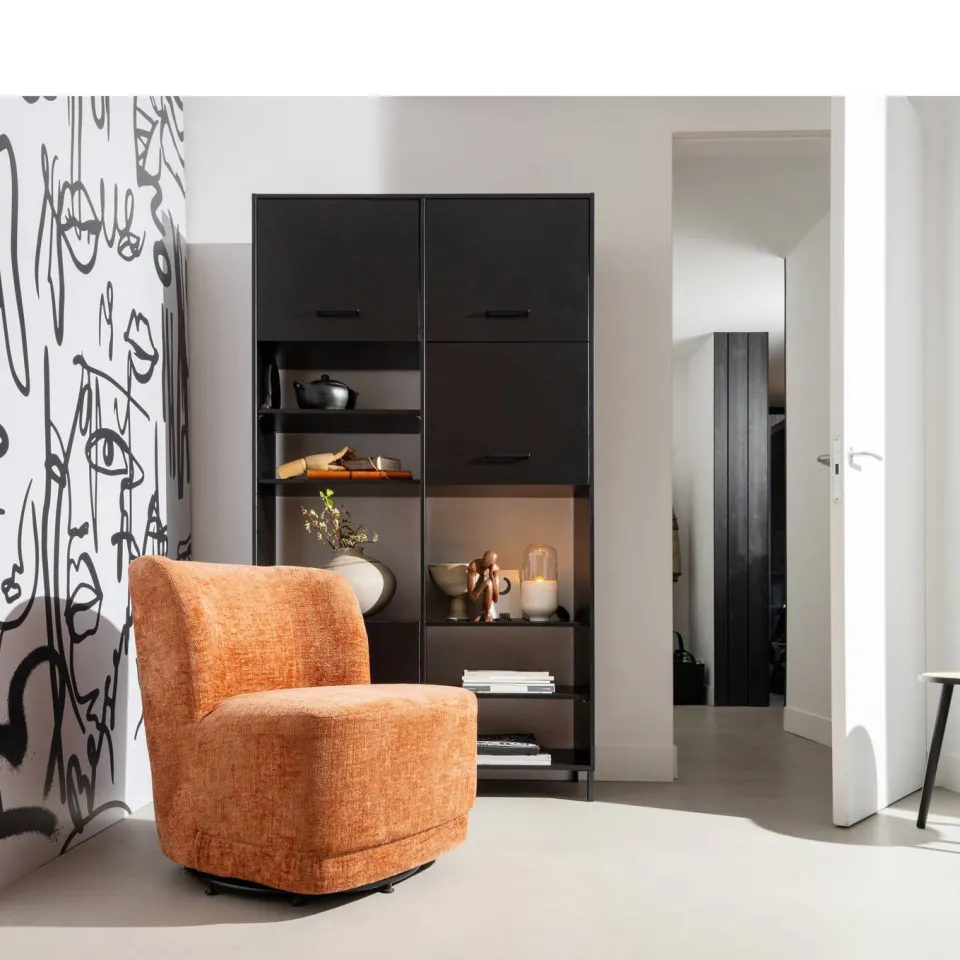 WOOOD Atty Draaifauteuil - Grove Melange - Grijs - 75x74x65, foto 3