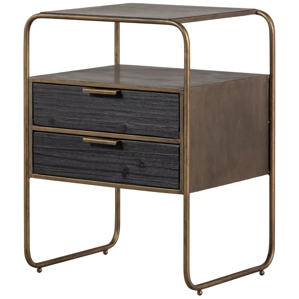 WOOOD Polite nachtkastje ladekast antique brass