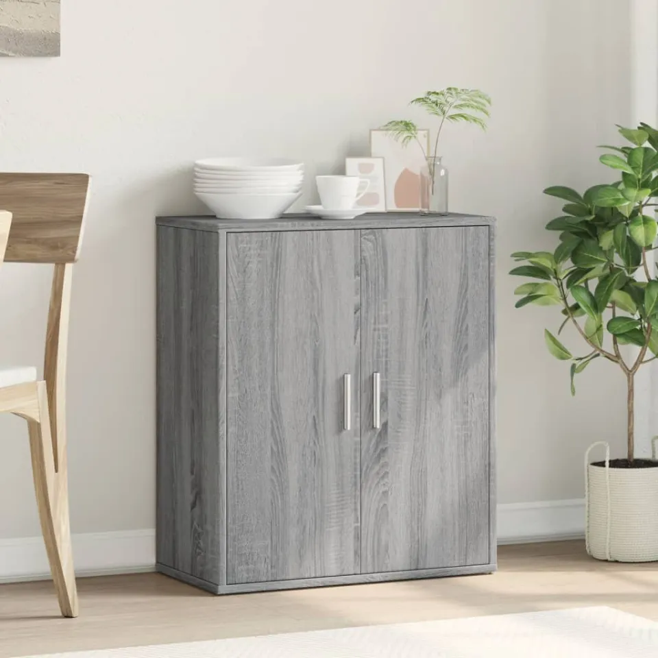 vidaXL Dressoir 60x31x70 cm bewerkt hout grijs sonoma, foto 3