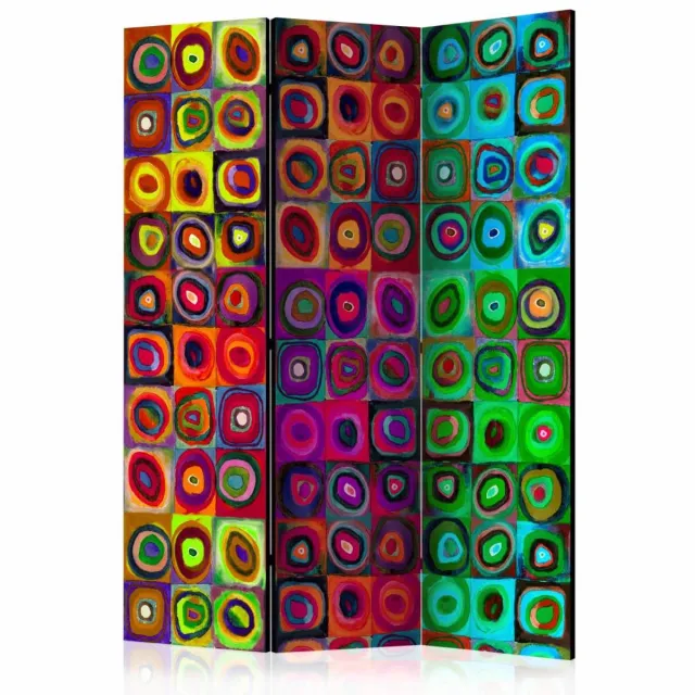 karo-art Vouwscherm - Kleurrijk abstract 135x172cm , gemonteerd geleverd (kamerscherm), dubbelzijdig geprint Multikleur