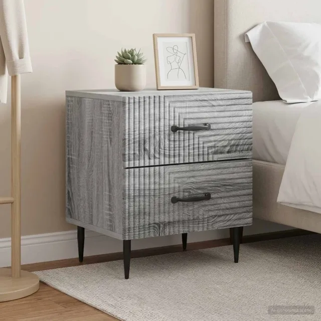 vidaXL Nachtkastje 2 st Grijs sonoma 43 x 34,5 x 47,5 cm Bewerkt hout, foto 2