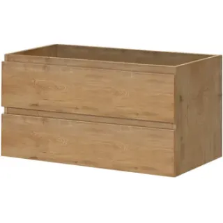 AquaVive - Praxis Eigen Merk Aquazuro Wastafelonderkast Napoli 90cm - Natuur Eik Houtlook - Met 2 Lades