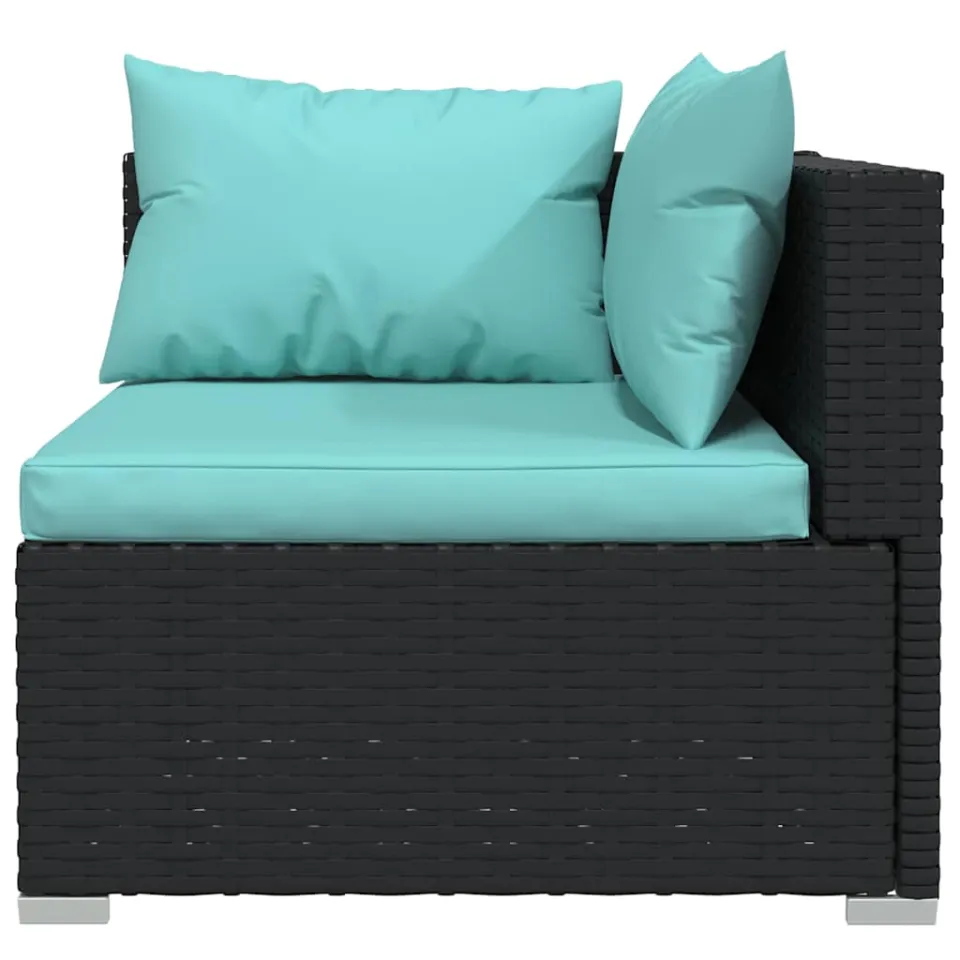 vidaXL 8-delige Loungeset met kussens poly rattan zwart, foto 4