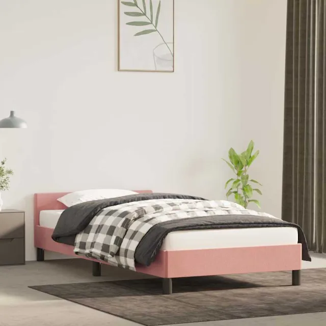 vidaXL Bedframe met hoofdeinde zonder matras 100x200 cm fluweel roze