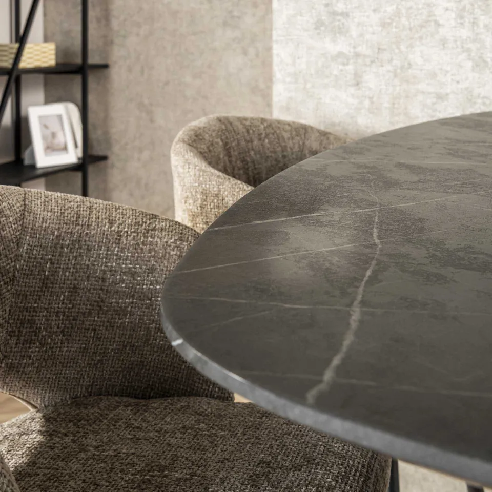 LifestyleFurn Deens Ovale Bartafel 'Kora' Keramiek look, 140 x 80cm 3d zwart bruin, foto 6