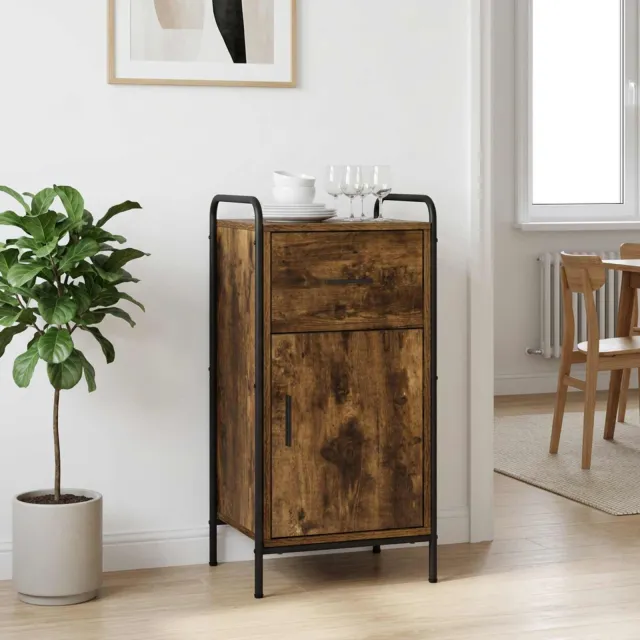vidaXL Dressoir Gerookt eiken 97 x 33 x 81 cm Bewerkt hout Bruin