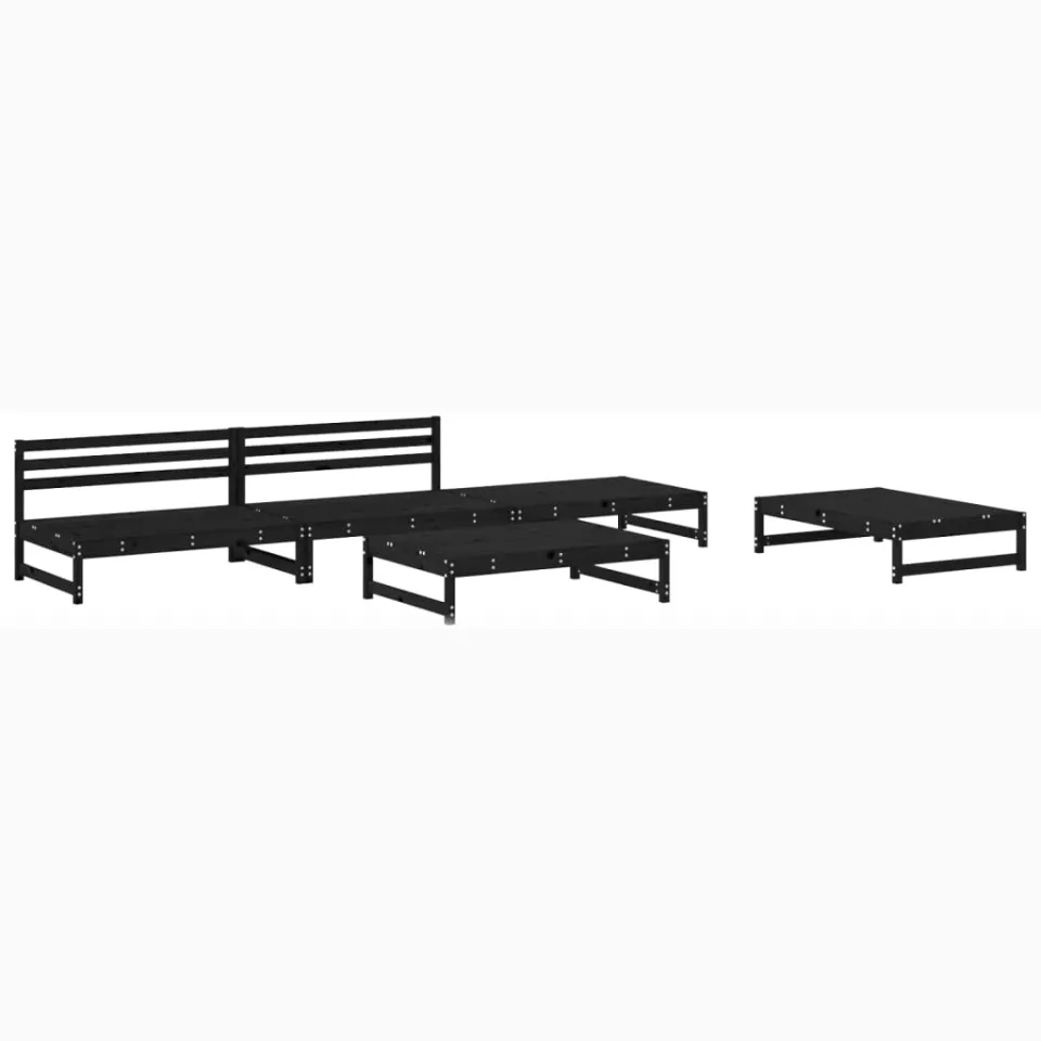 vidaXL 5-delige Loungeset massief grenenhout zwart, foto 3