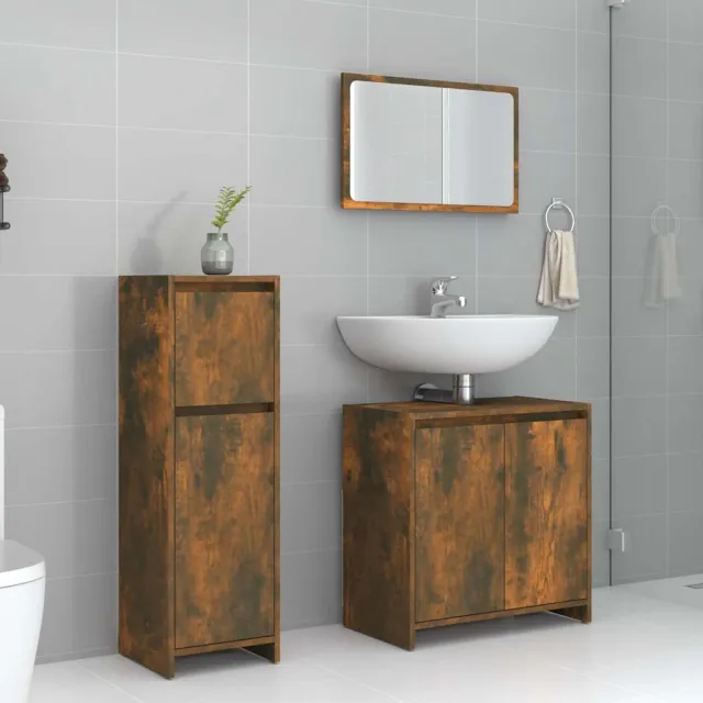 vidaXL 3-delige Badkamermeubelset bewerkt hout gerookt eikenkleurig, foto 2